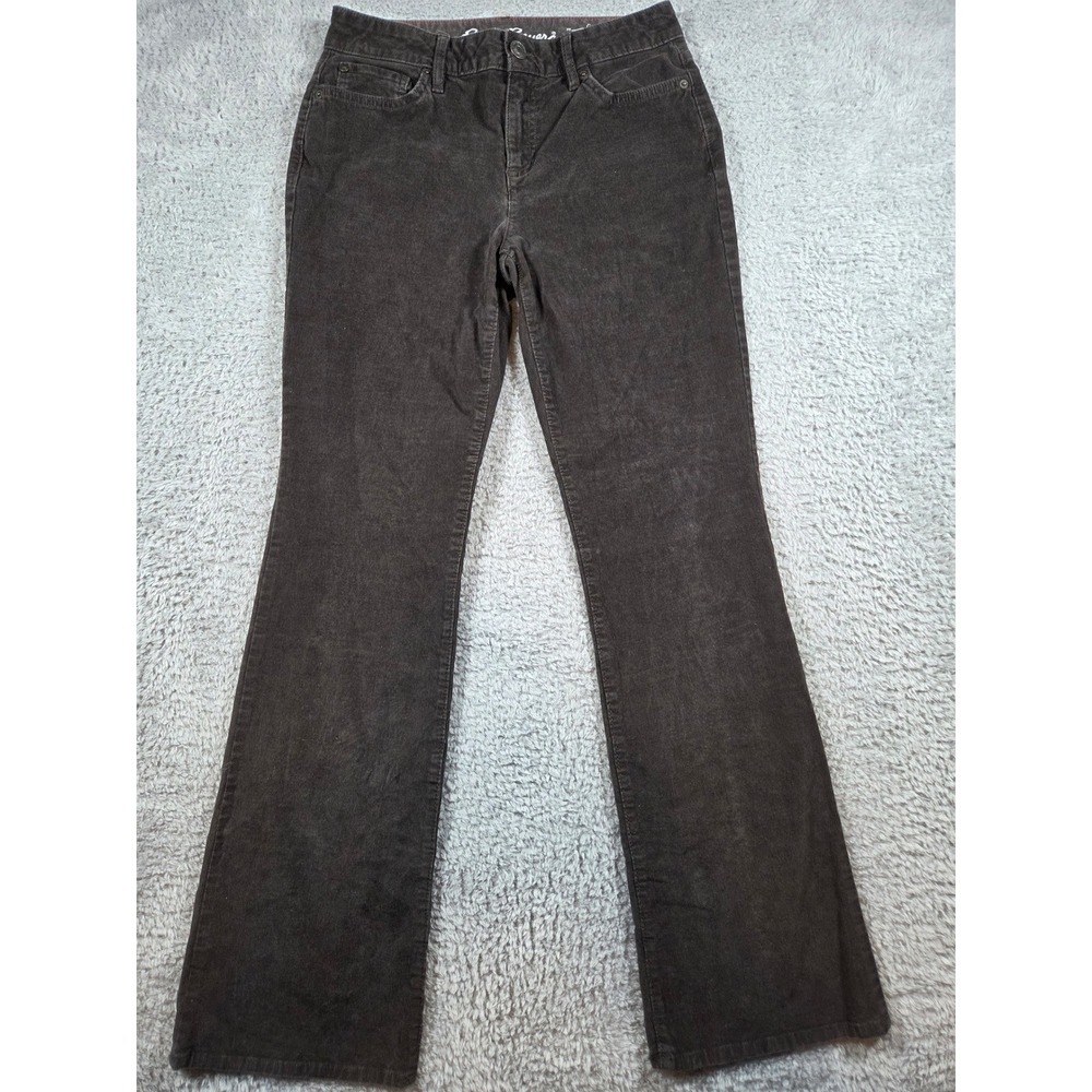 Eddie Bauer Corduroy Pants 2 Brown Womens Curvy Fit Bootcut Stretch Casual